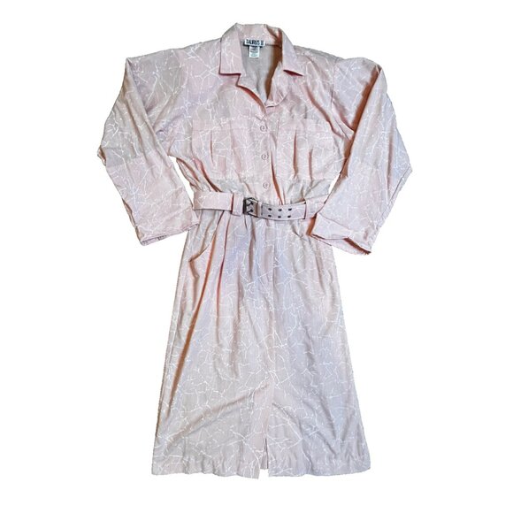 Vintage Retro 80s Pink Power Lunch Dolman Belted Midi Front Slit SZ 12/8 Dress - Picture 1 of 16